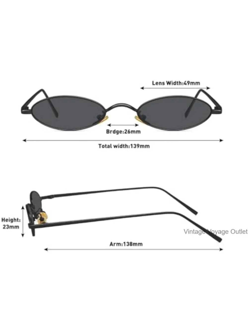 Retro 90s Small Oval Sunglasses Women Men Metal Frame